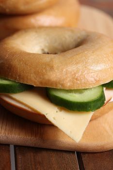 fresh cheese and ham bagel 