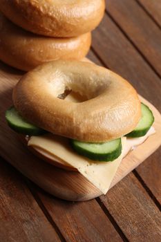 fresh cheese and ham bagel 