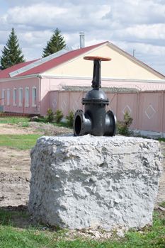 Monument of antique cast iron plumbing parts