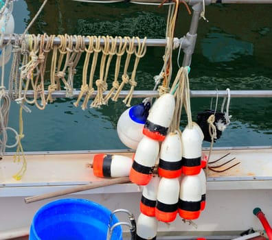 Bouys for marking traps on a lobster boat