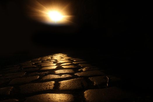 Cobblestones at night