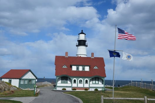 Famous portland head light off the coast of maine