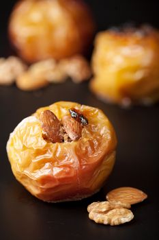 baked apples over black