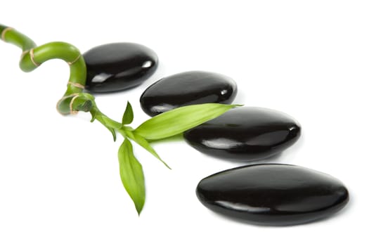 black spa stones and bamboo isolated
