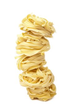 raw pasta tagliatelle isolated
