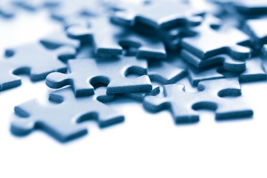 blue puzzle pieces isolated