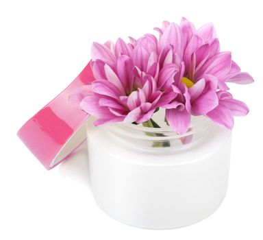 flowers in cosmetic bottle isolated 