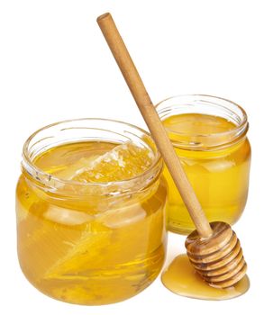 honey in jars isolated