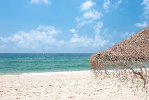 Deserted beach on the island. Faro. Spain.