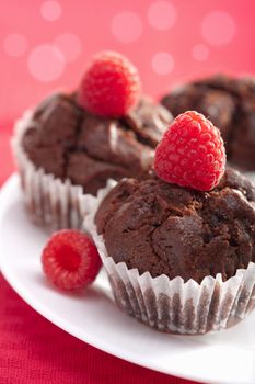 chocolate muffins with raspberry