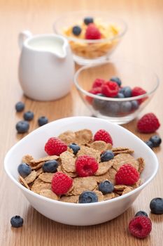 cornflakes with fresh berries for breakfast