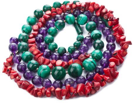 colorful natural necklaces isolated