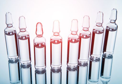 medical ampules in a row