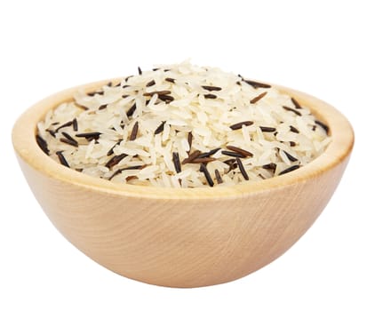 raw rice in  bowl isolated