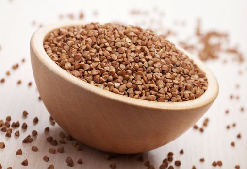 raw buckwheat  in bowl 