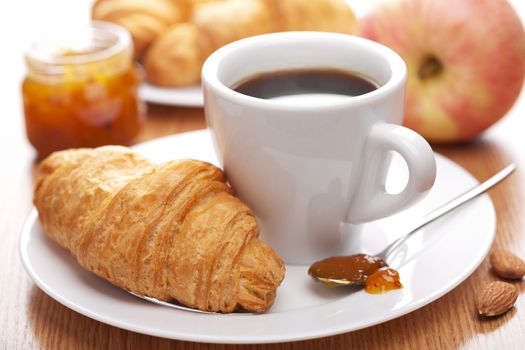 breakfast with coffee and croissant 