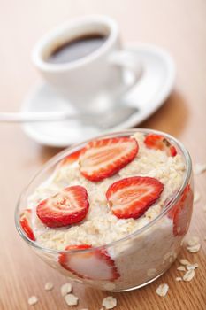 porridge with fresh strawberry