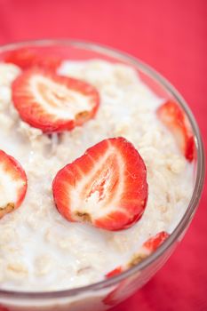 porridge with fresh strawberry