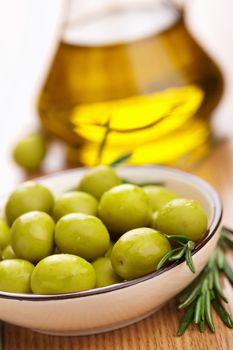 green olives and oil