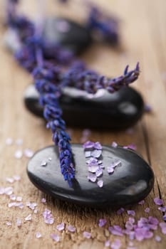 spa stones and lavender