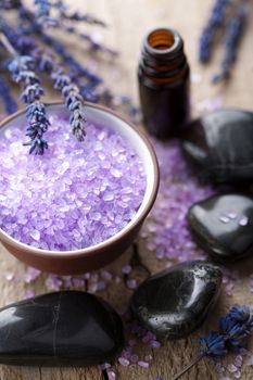 herbal salt lavender and spa stones