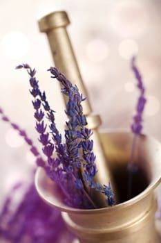 mortar with lavender 