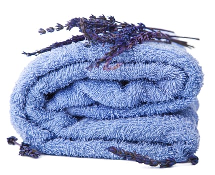 towel and lavender isolated