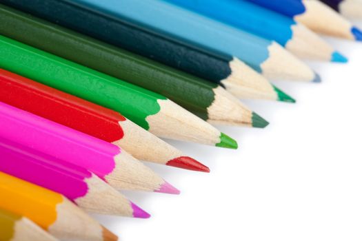 line of colorful pencils isolated 