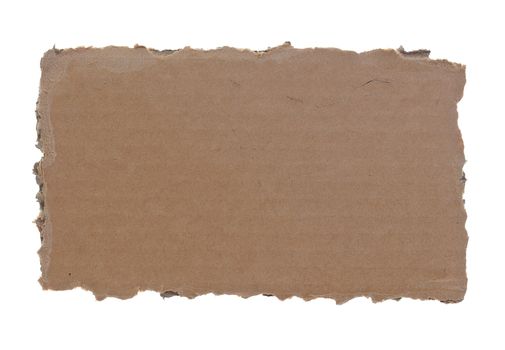 high resolution photograph of torn cardboard piece isolated over white background