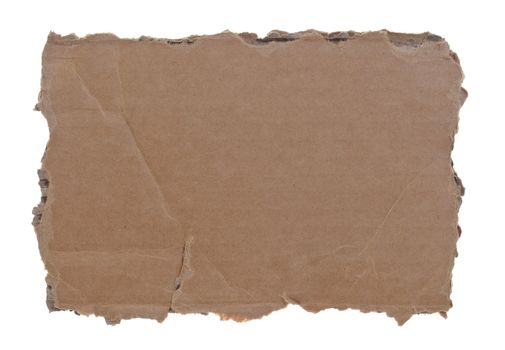 high resolution photograph of torn cardboard piece isolated over white background