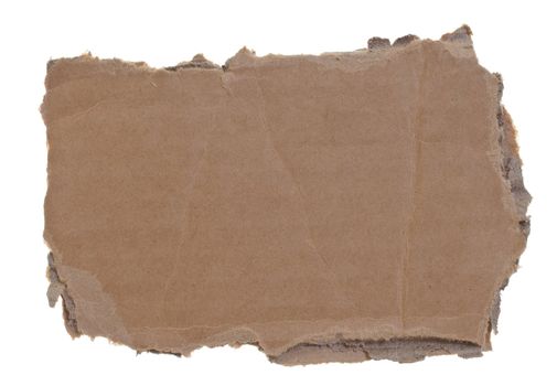 high resolution photograph of torn cardboard piece isolated over white background