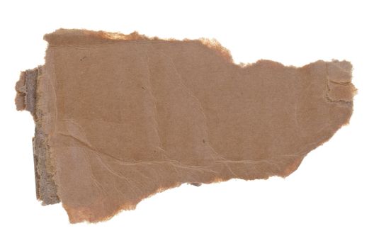 high resolution photograph of torn cardboard piece isolated over white background