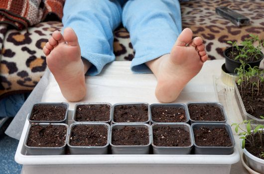 The relaxation of tired woman at work