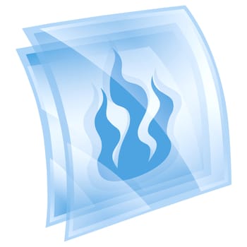  fire icon sign blue square, isolated on white background.