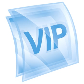 VIP icon blue square, isolated on white background.