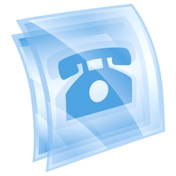 phone icon blue square, isolated on white background.