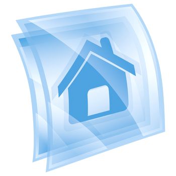 home icon blue square, isolated on white background