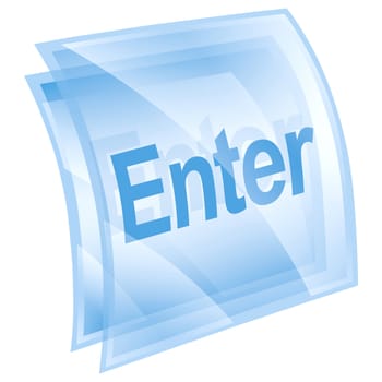 Enter icon blue square, isolated on white background