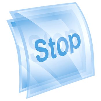 Stop icon blue square, isolated on white background