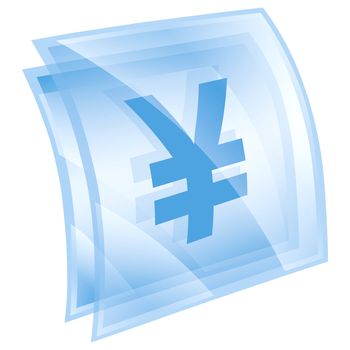 Yen icon blue square, isolated on white background