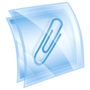 Paper clip icon blue, isolated on white background