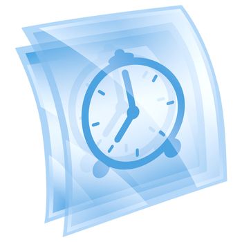 Clock icon blue, isolated on white background.