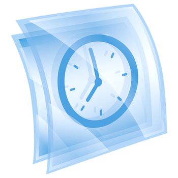 Clock icon blue, isolated on white background.