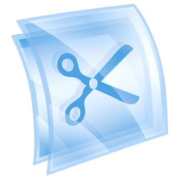 scissors icon blue, isolated on white background.