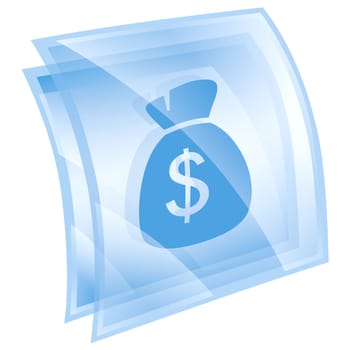 dollar icon blue, isolated on white background.