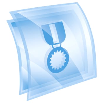 medal icon blue, isolated on white background.