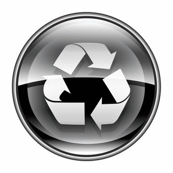 Recycling symbol icon black, isolated on white background.