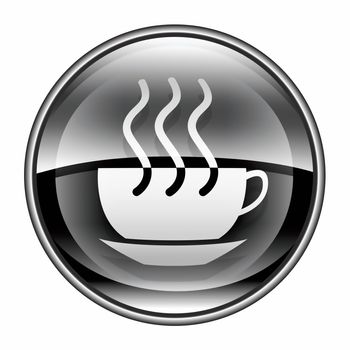 coffee cup icon black, isolated on white background.