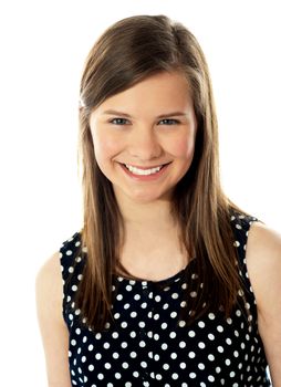 Smiling teenager looking at camera. Closeup shot