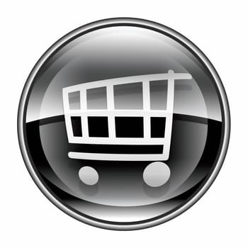 shopping cart icon black, isolated on white background.